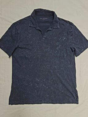 john varvatos Marble Washed Blue Peace Polo Shirt L